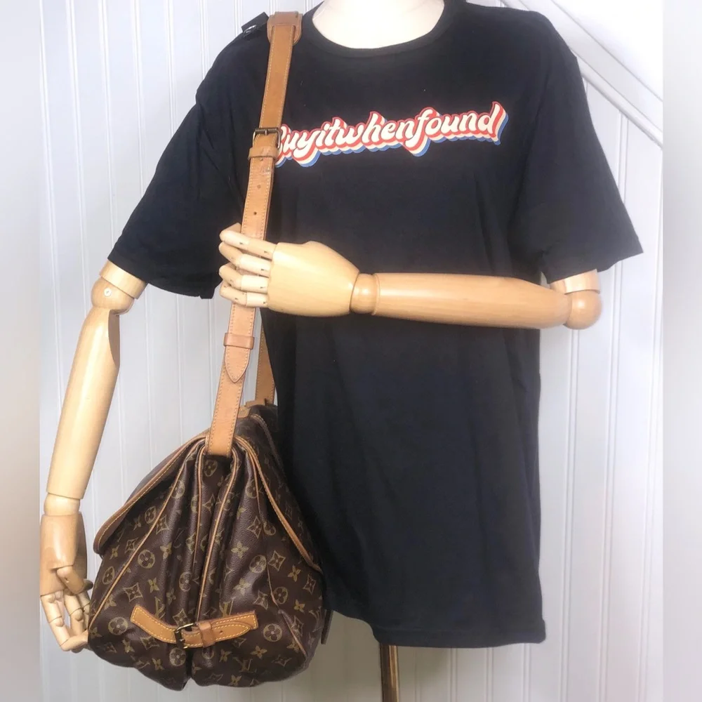 LOUIS VUITTON Saumur 35 Double Sided LV Monogram Messenger Bag w/ LV Dust Bag